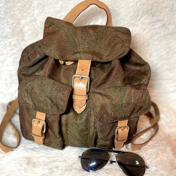 VINTAGE ETRO Milano Black Paisley Jacquard Nylon Backpack - Made in Italy ETRO Paisley Jacquard Mini Backpack - Consigned Designs main image 4